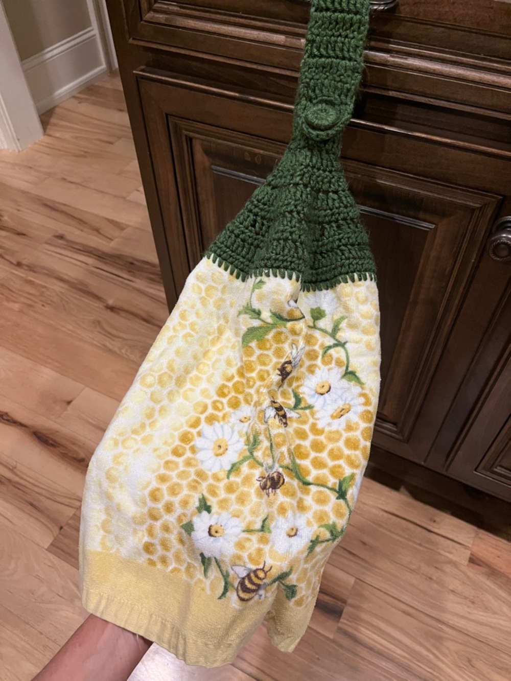 Vintage Crochet Honey Bee Dish Towel
